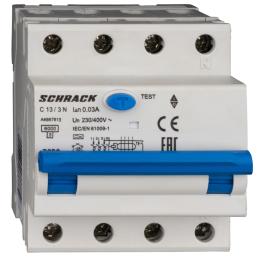 Combined MCB/RCD (RCBO) 3+N, AMPARO 6kA, C 13A, 30mA, Type A, Schrack AK667813--