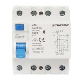 Intreruptor diferenţial AMPARO 10kA, 40A, 4P , 300mA, tip B, Schrack AR874130--