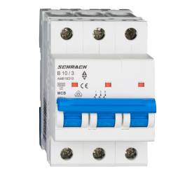 Intreruptor automat modular (MCB) AMPARO 6kA, B 10A, 3P, Schrack AM618310--