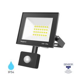 Proiector LED cu senzor de miscare, 120 grade, negru, 20W, 6500K, IP54, slim, Braytron, BT66-22031