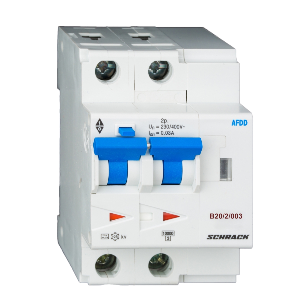 AFDD, seria Lisa, B 20 A, 2 poli, 30mA, A/cu temp., 10kA, Schrack BA218220--