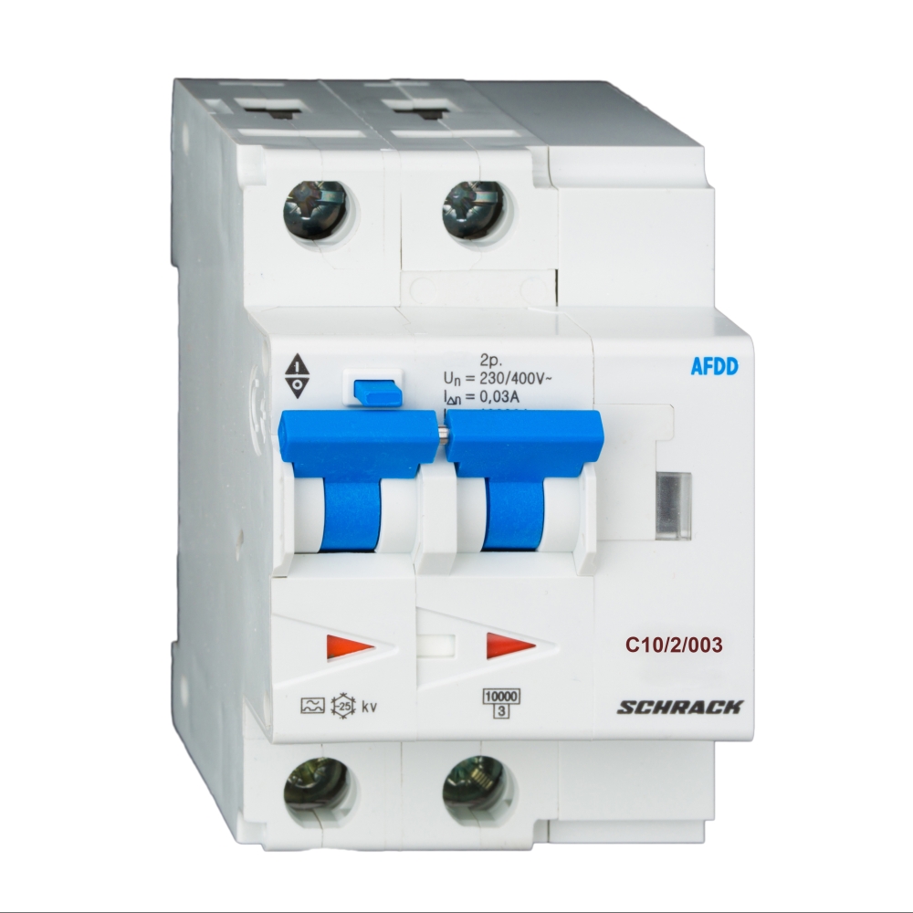 AFDD, seria Lisa, C 10 A, 2 poli, 30mA, A/cu temp., 10kA, Schrack BA217210--