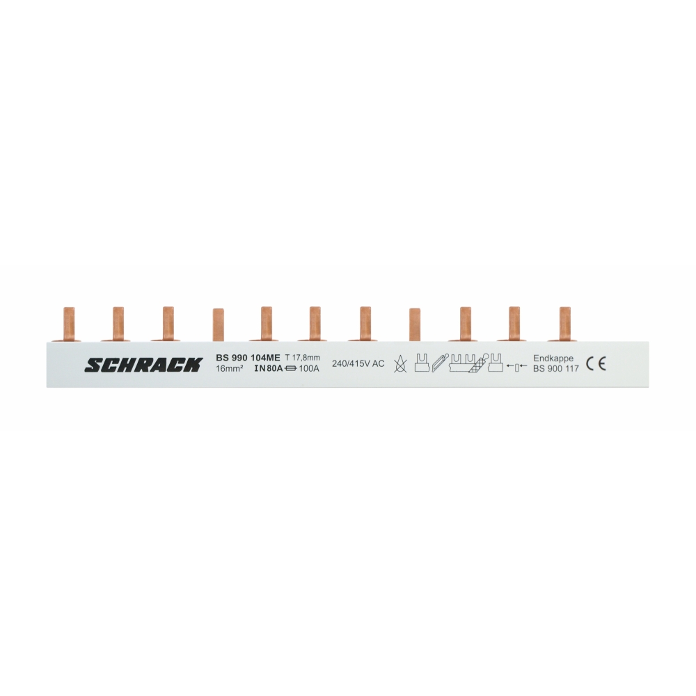 Baretă (busbar) cu contacte lamelă, 1P, gri, 1P+N/1UH, 1m, Schrack BS990176--