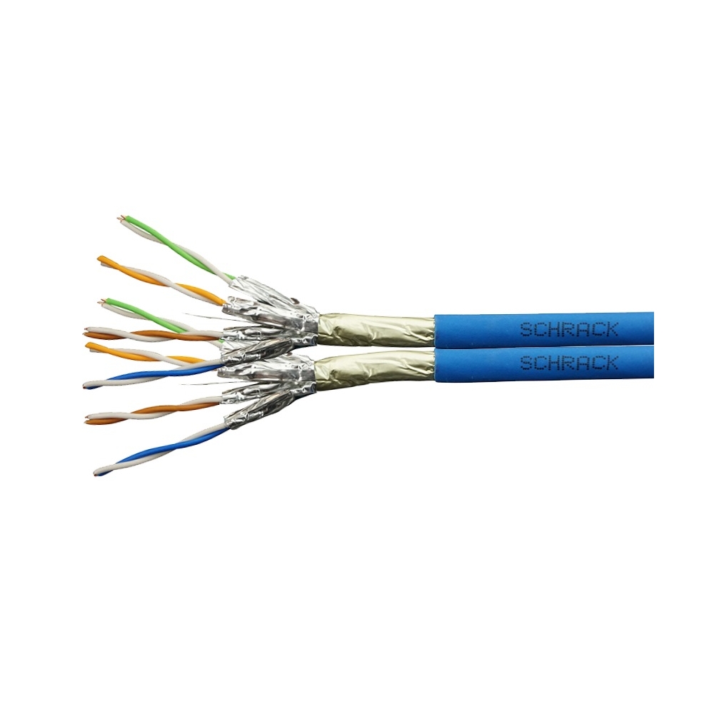 Cablu F/FTP Cat.6a,2x(4x2xAWG23/1),500MHz,LS0H3,Dca,albastru       Pret/100m, HSKP823GA5, Schrack