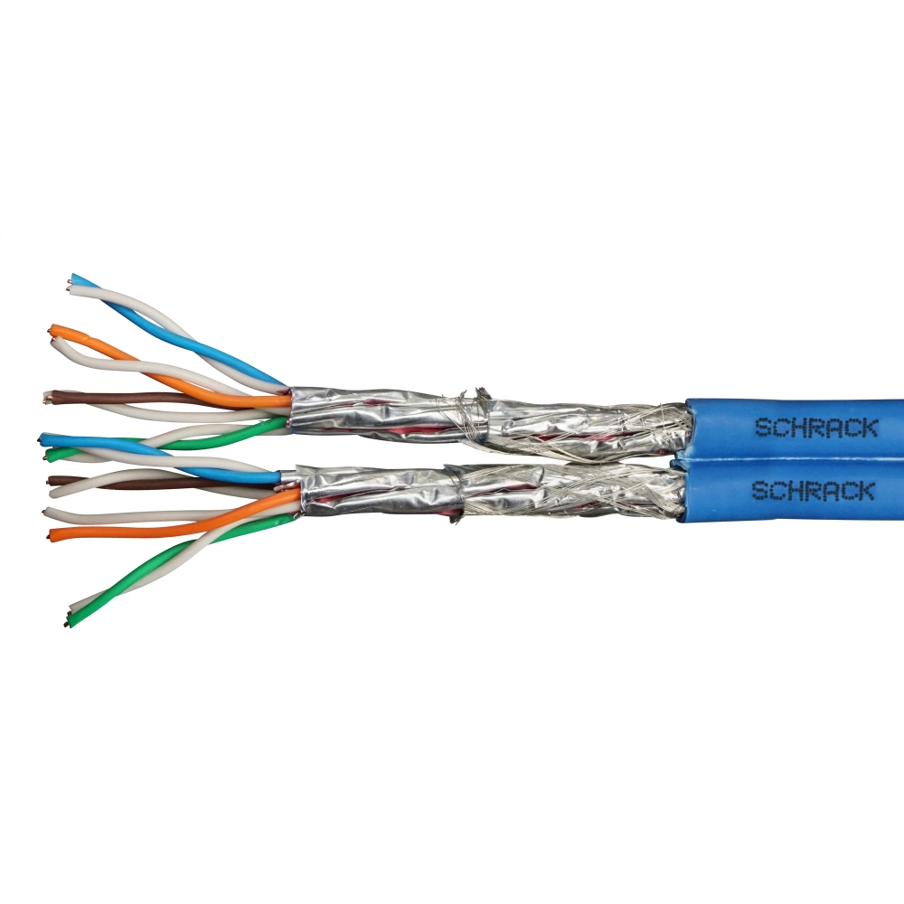 Cablu S/FTP Cat.7,2x(4x2xAWG23/1),1.0Ghz,LS0H,Dca,30%,albstr, HSKP823HP9, Schrack, Pret/100m