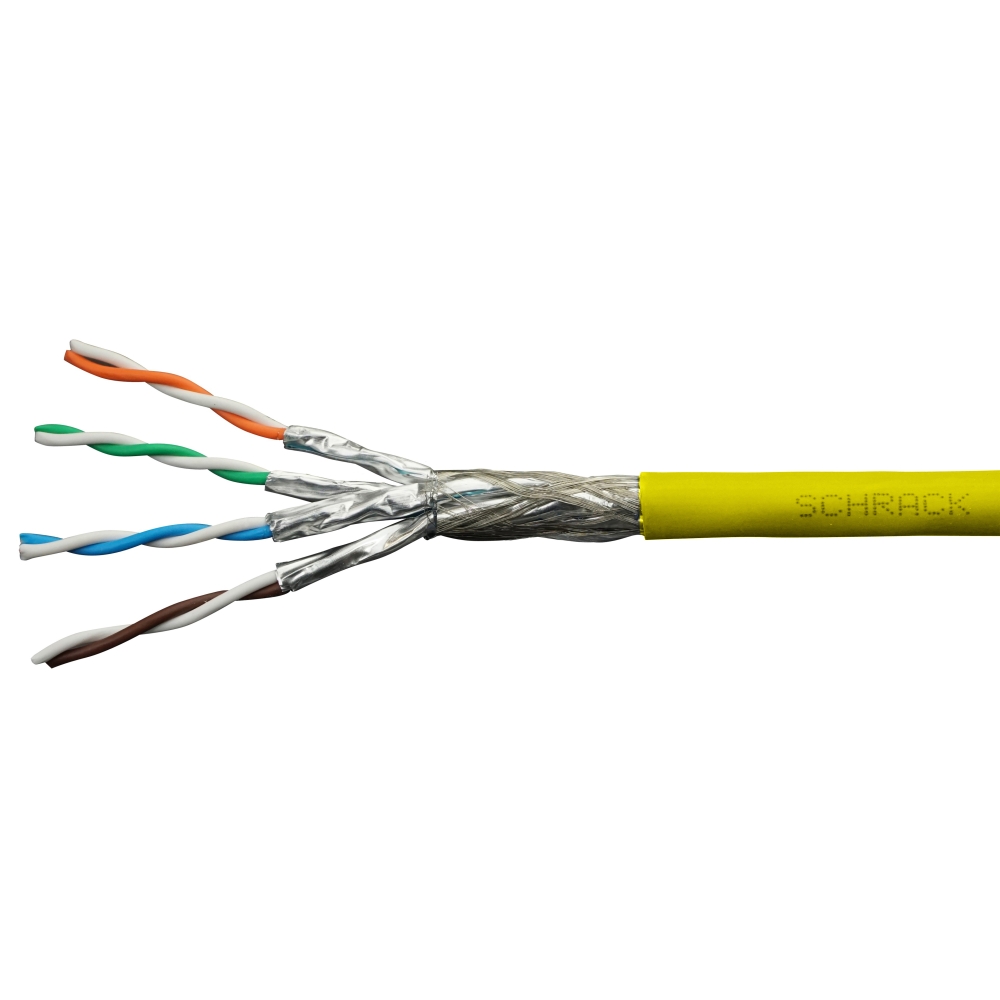 Cablu S/FTP Cat.7, 4x2xAWG23/1,1.000Mhz,LS0H,Dca,30%,galben       Pret/100m, HSKP423HY5, Schrack