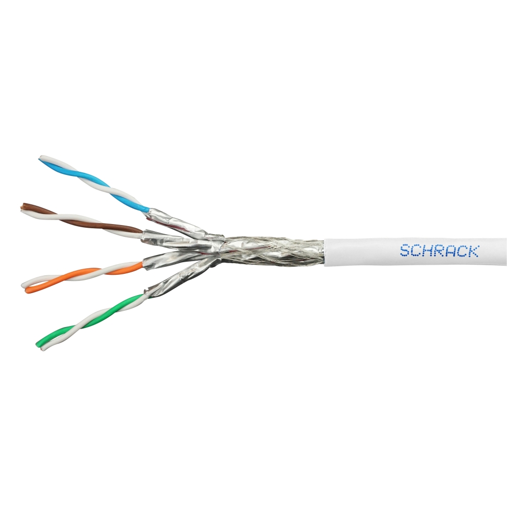 Cablu S/FTP Cat.7 4x2xAWG23/1 1000MHz,LS0H,Dca,40%,alb       Pret/100m, HVSKP423H0, Schrack