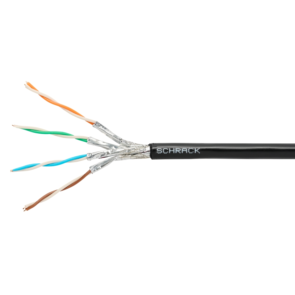 Cablu S/FTP Cat.7, 4x2xAWG23/1, 1000Mhz, PE OUTDOOR, negru       Pret/100m, HSKP423E31, Schrack