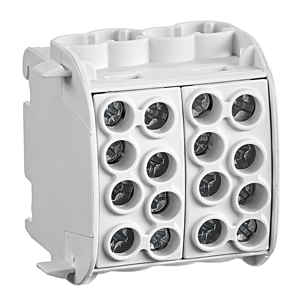 Clemă de derivaţie Cu-Al, 35mmp, 1P, 4in/4out izolată-gri, Schrack IKA26212--