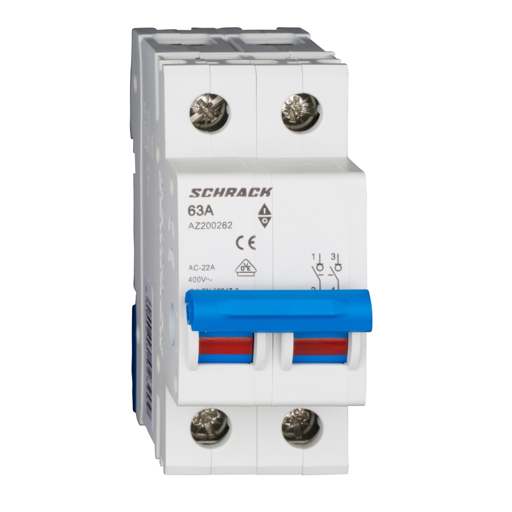 Comutator principal modular 63A, 2P, Schrack AZ200262--