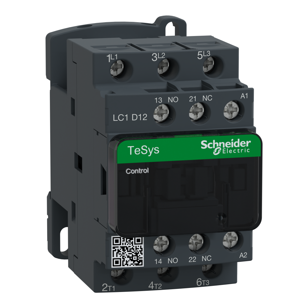 Contactor, Tesys Deca, 3P(3NO), AC-3/AC-3e, <=440V, 12A, 48VAC, 50/60Hz coil, screw clamp terminals, LC1D12E7, Schneider