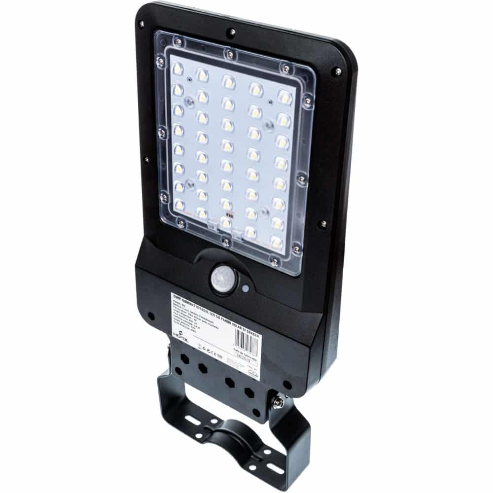 Corp de iluminat stradal solar LED, 8W, 850 lm, lumina rece - 6500 K, cu senzor de miscare, IP65