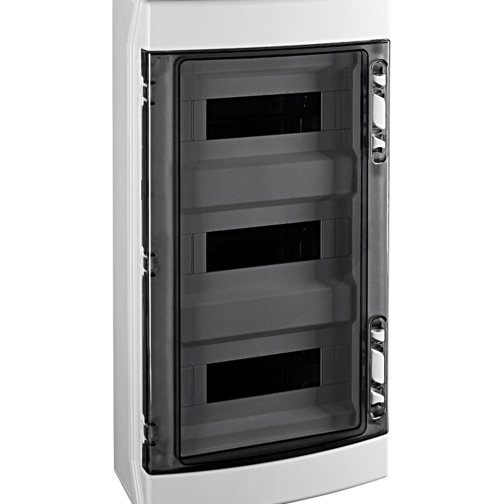 Dulap distrib. apl. IP65, 36U pe 3 r&acirc;nd, cu uşă transparentă, Schrack BK050204--