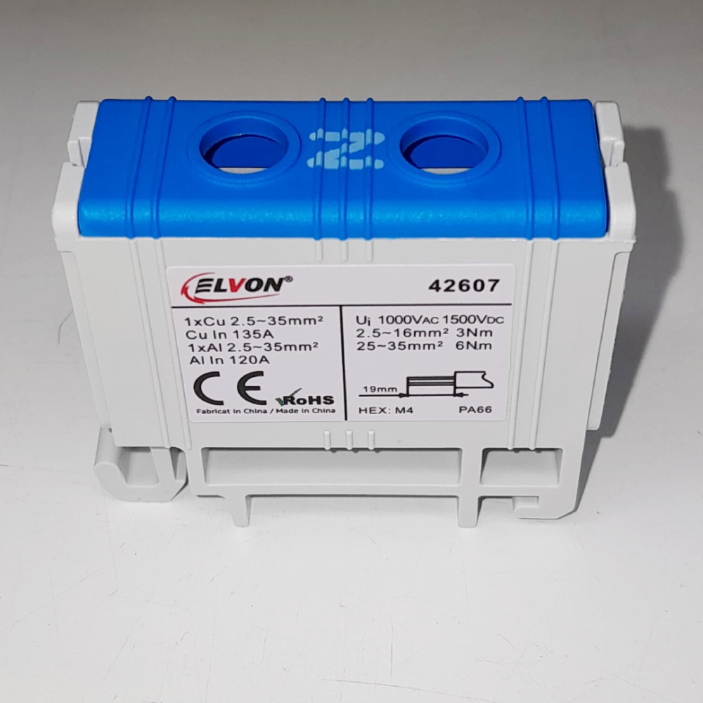Clema cupru-aluminiu, 1P, monofazat, 2.5-35mmp, Elvon 42607