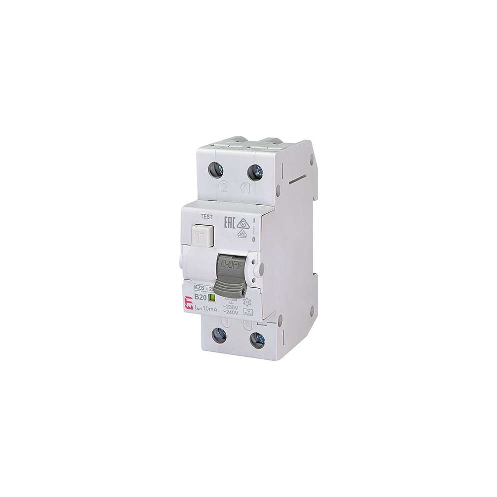 ETI KZS-2M RCBO, Întreruptor diferential, 1+N, Tip A, curba B, 20A/10mAh, Eti 2173215