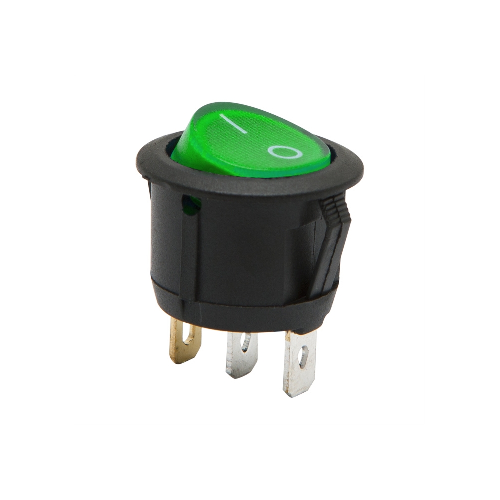 Interupator basculant, 1 circuit, 6A-250V ON-OFF, lumina verde, 09085GR