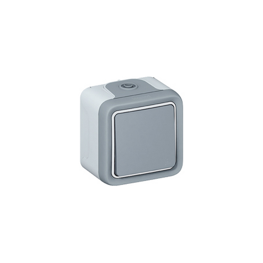 Intrerupator cap scara simplu Legrand Plexo 069711E, aparent, rama inclusa, gri, IP55