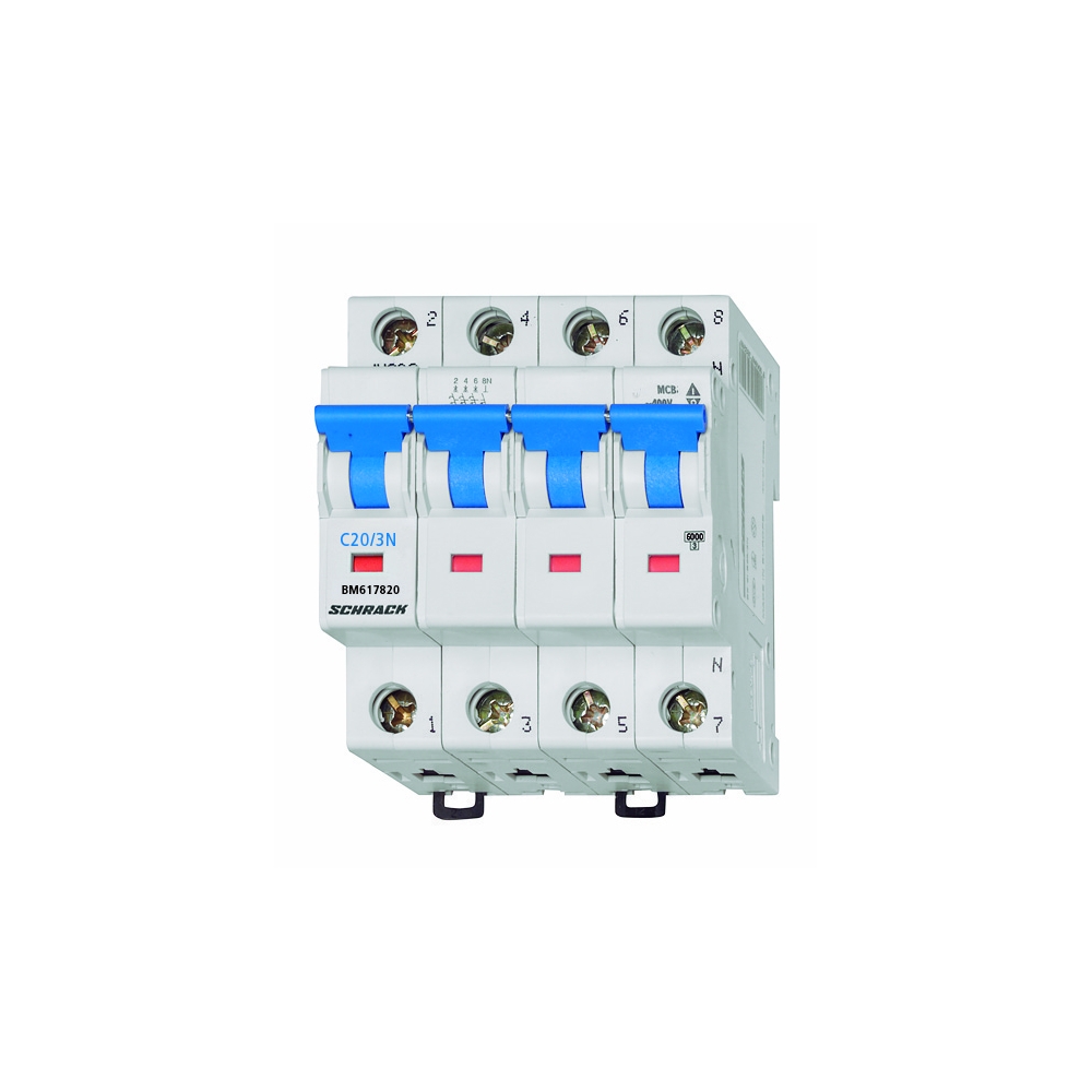 Intreruptor automat C 20A, 3P+N, 6kA, Schrack BM617820--