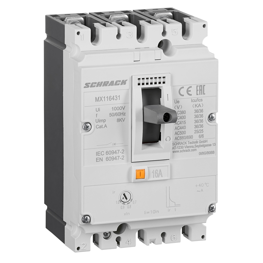 Intreruptor automat Tip A, 3P, 36kA, 16A, MX116431--, Schrack