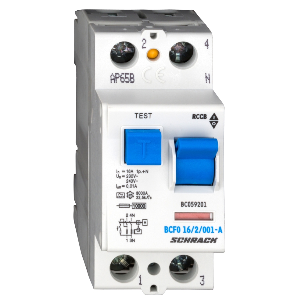 Intreruptor diferential 16A, 2P, 10mA, Schrack BC059201--