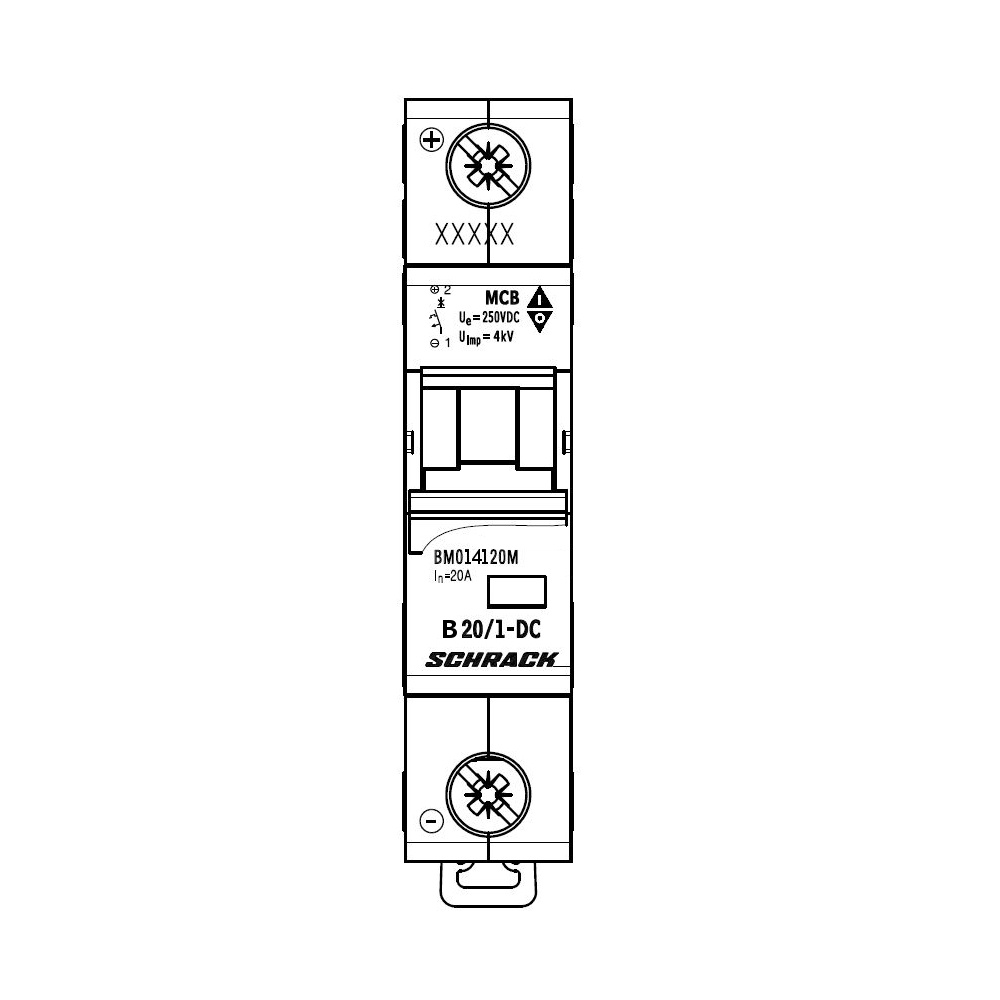 Intreruptor automat DC (MCB) DC, B 20A, 1P, 40&deg;C, 10kA, Schrack BM014120ME