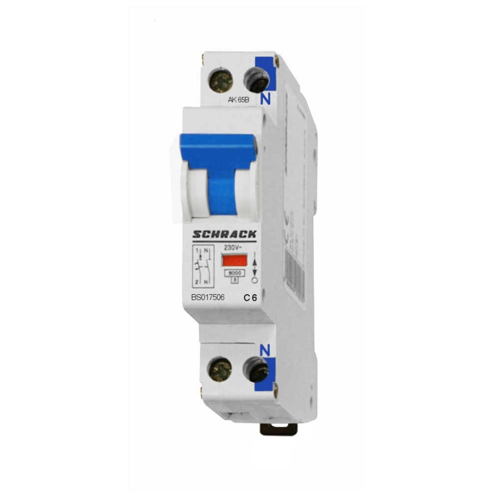 Intreruptor automat 1UH, C 6A, 1P+N, 6kA, Schrack BS017506--