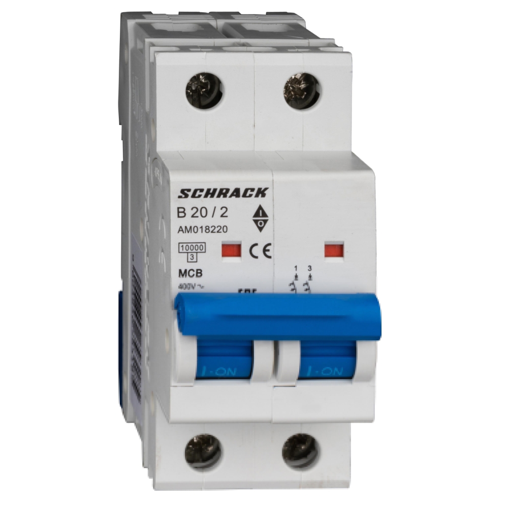 &Icirc;ntreruptor automat AMPARO 10kA, B 20A, 2 poli, Schrack AM018220--
