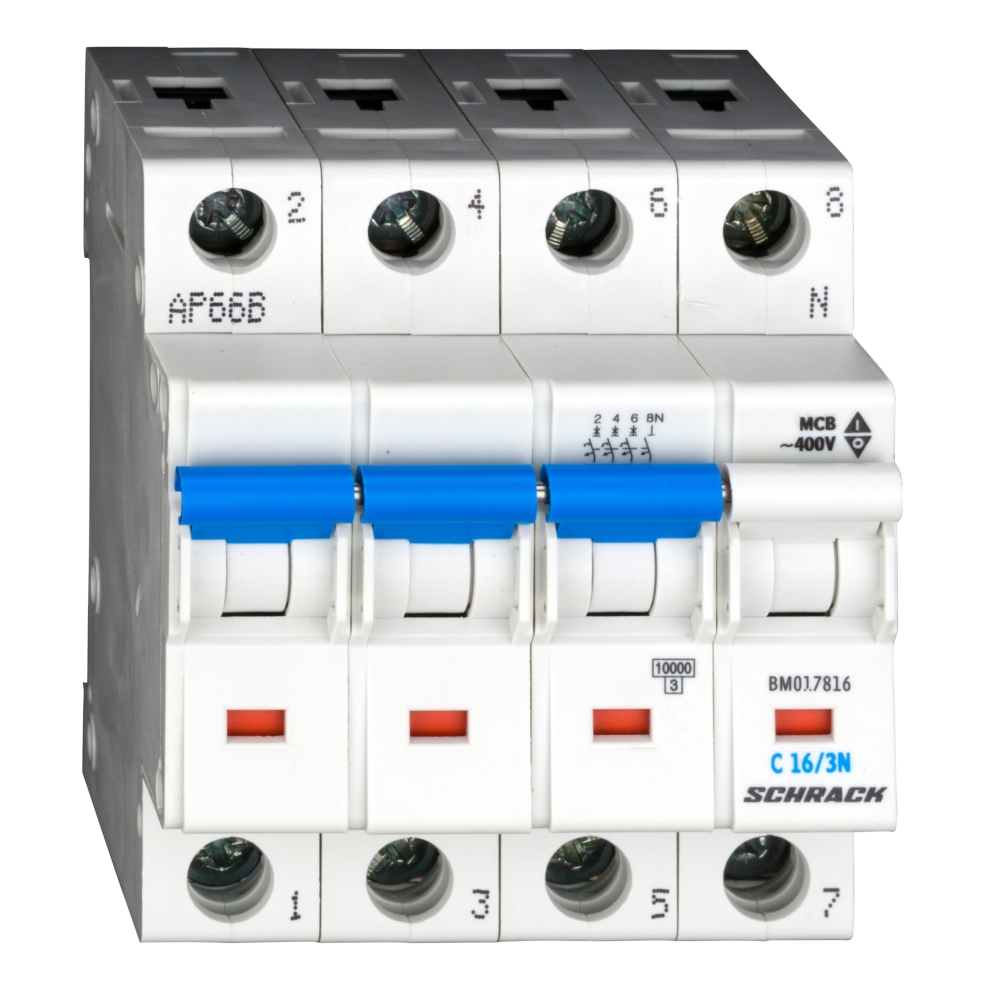 Intreruptor automat C 16A, 3P+N, 10kA, Schrack BM017816--
