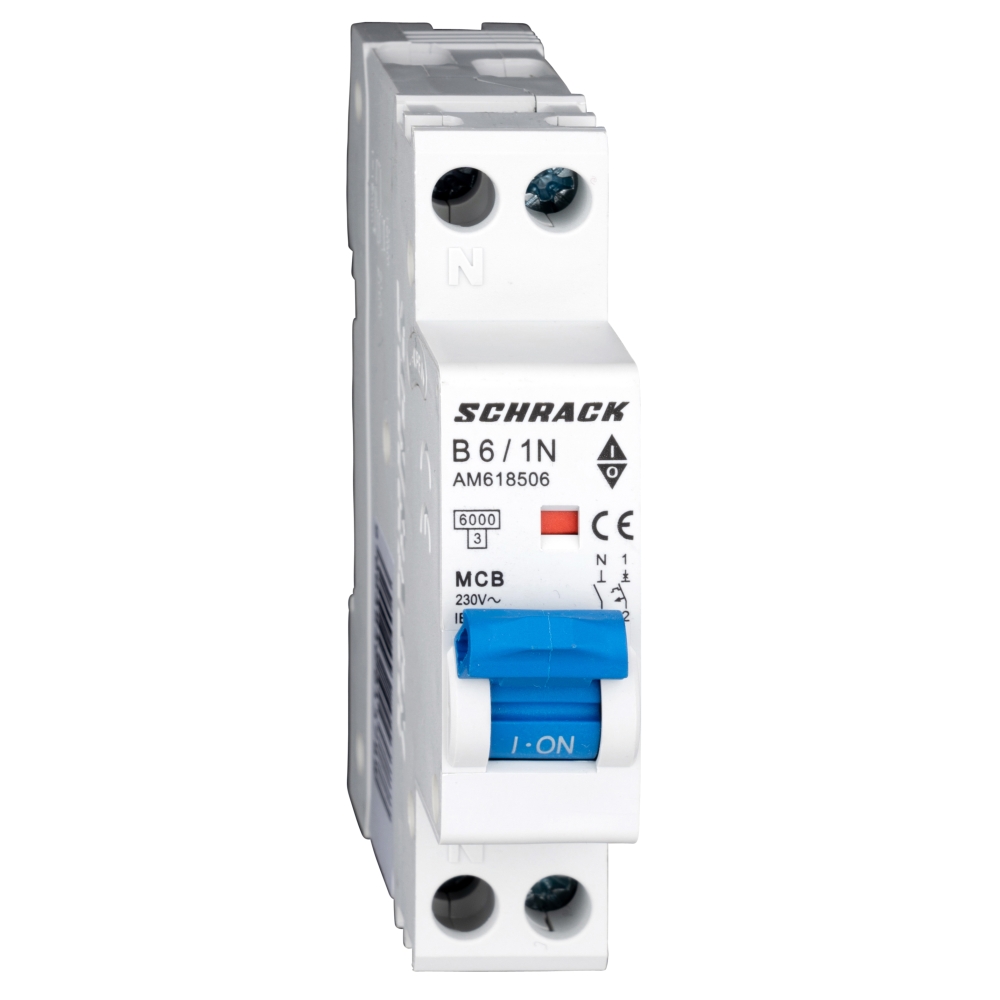Intreruptor automat modular AMPARO, 6kA, B 6A, 1P+N, 1UH, Schrack AM618506--