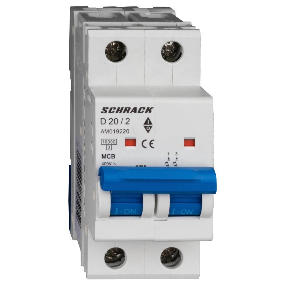 Intreruptor automat modular (MCB) AMPARO 10kA, D 20A, 2P, Schrack AM019220--