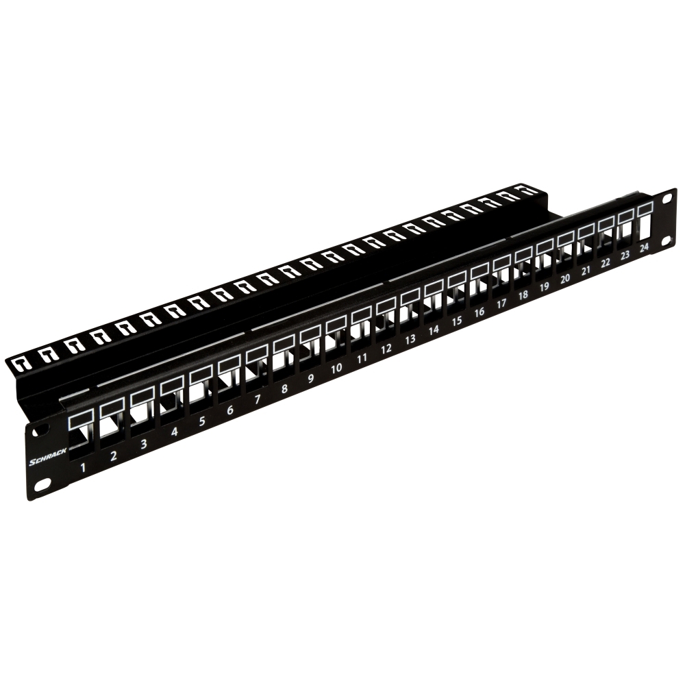 Patchpanel 19" 24 porturi(SFA)(SFB) goale,1UH,negru,scurt, HSER0240SP, Schrack