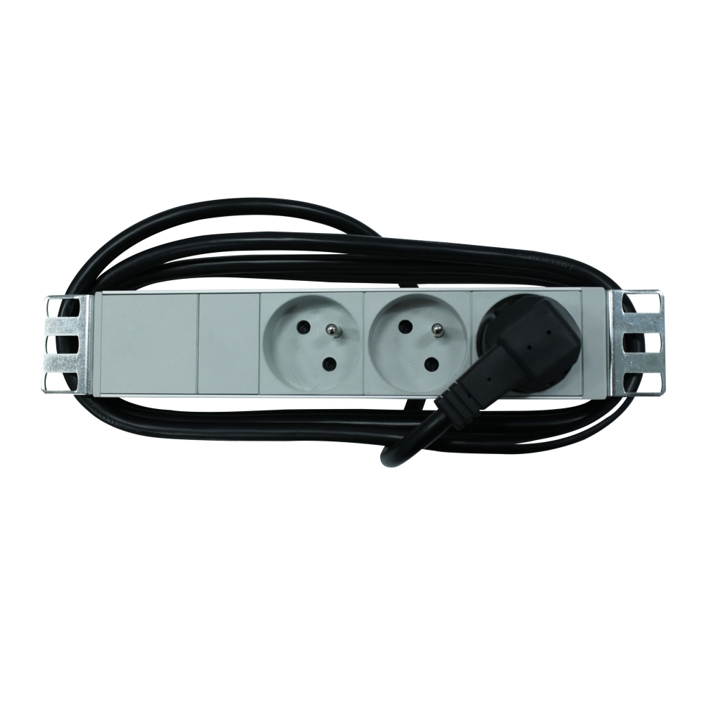 PDU 10", 3x UTE, profil ALU 1U, cablu conexiune 2m, RAL7035
