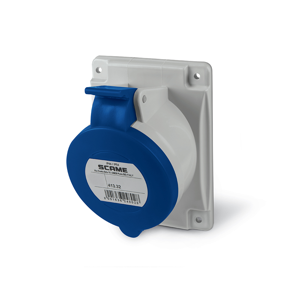 Priza incastrata (pt tablou), 3x32A, 230V, Scame 413.3263, flansa 84x106mm