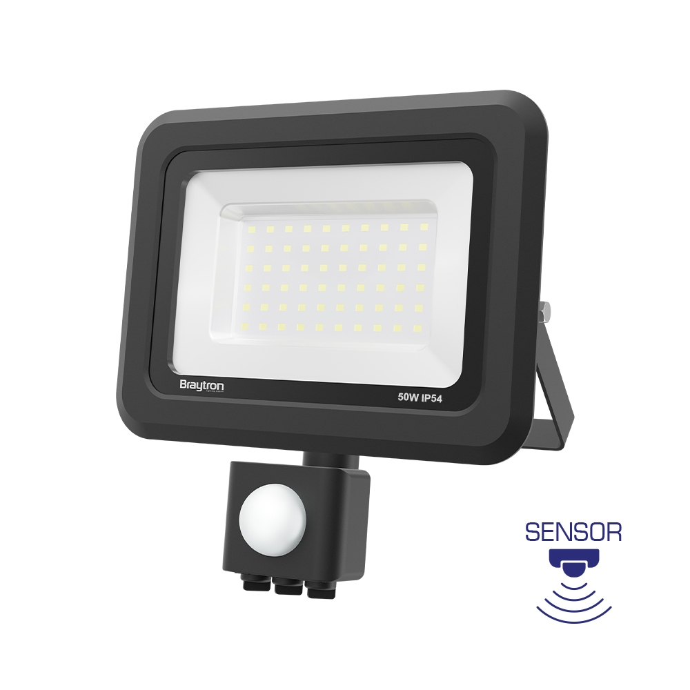 Proiector LED SF, 50W, 6500K, Senzor, IP54, Negru