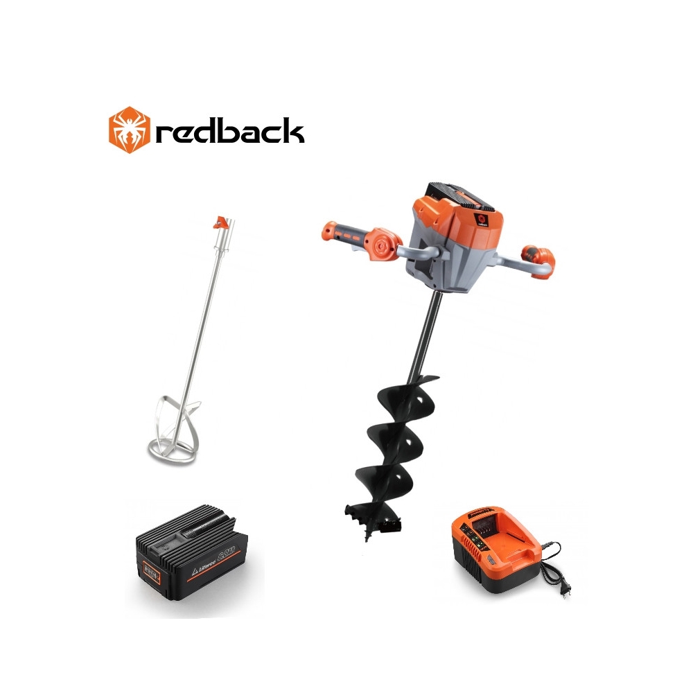 Redback Pachet E808T+E805C+E806C+EP60+EC50 Cap motor antrenare, paleta 120mm, burghiu 150mm, acumulator 40V/6Ah, incarcator 40V/5A