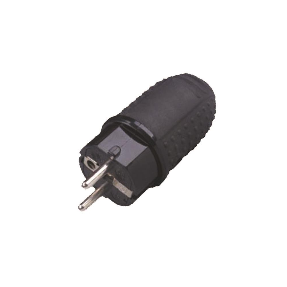 Stecher schucko, cauciuc, IP44, 16A, 230V, negru, Eurolamp, 147-10032