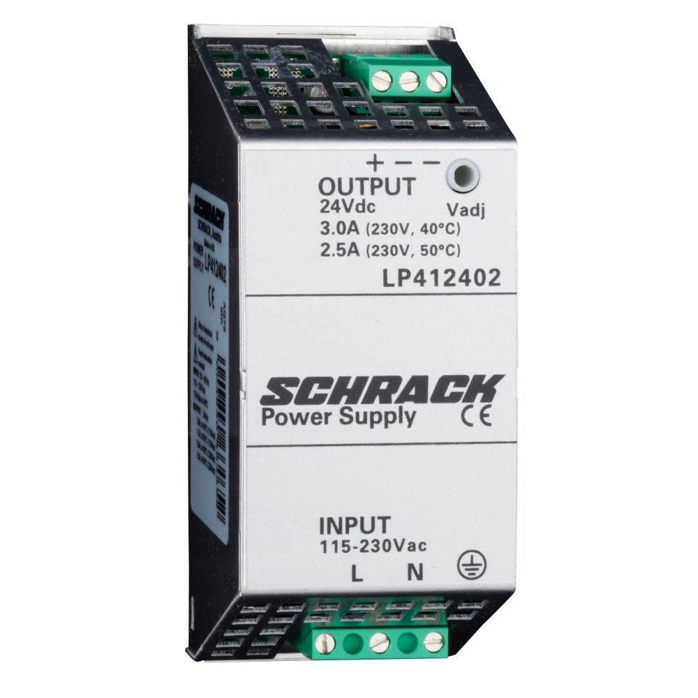 Sursă de alimentare în comutaţie 1f., 230VCA/24VCC, 2.5A la 50°C, Schrack LP412402--