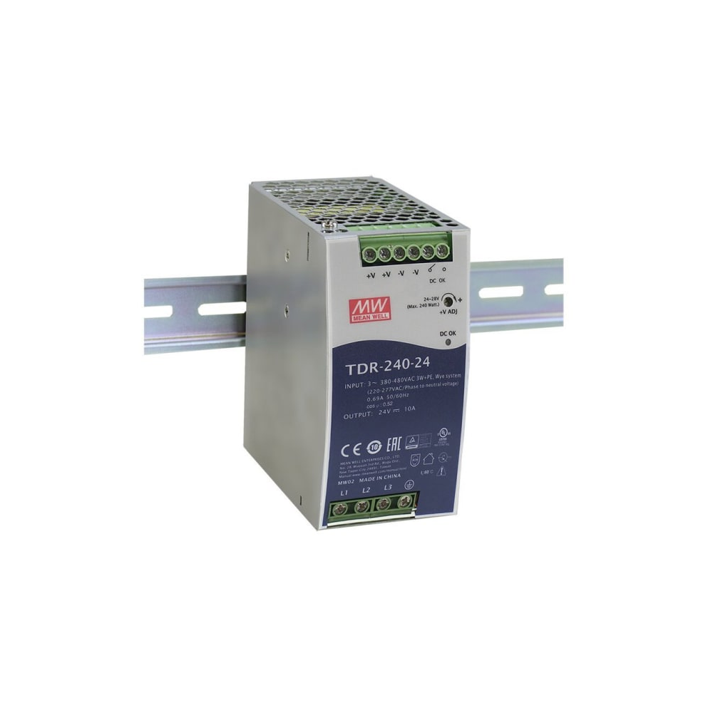 Sursa alimentare, pe sina DIN, trifazata, MeanWell TDR-240-24, 240W, 24V, 10A